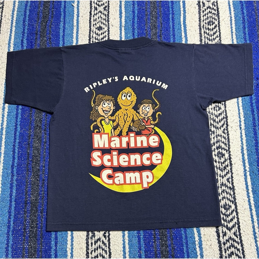 Vintage Ripley's Aquarium Marine Science Camp Youth 10/12 Graphic T Shirt Navy